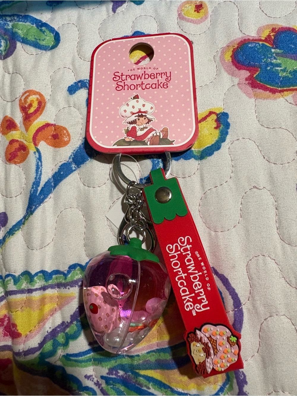 Strawberry Shortcake Pink & Red Strawberry Key & Card Holder Charm